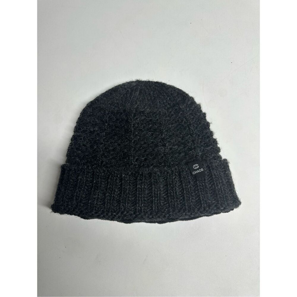 Chaos Wool Blend Knit Fleece Lined Unisex Beanie Hat Gray One Size Adult